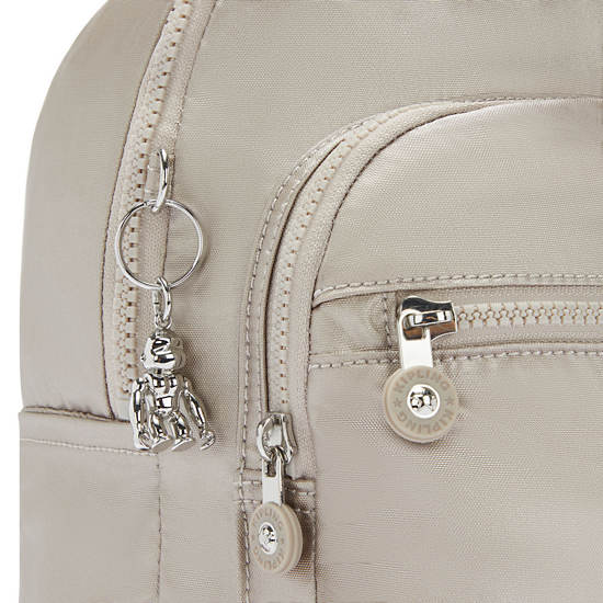 Mochilas Kipling Seoul Small Metallic Tablet Beige | MX 1610MQ